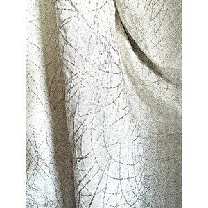 Designer White Fabric Drape Curtain One Panel Stitch Lines Abstract Pattern New
